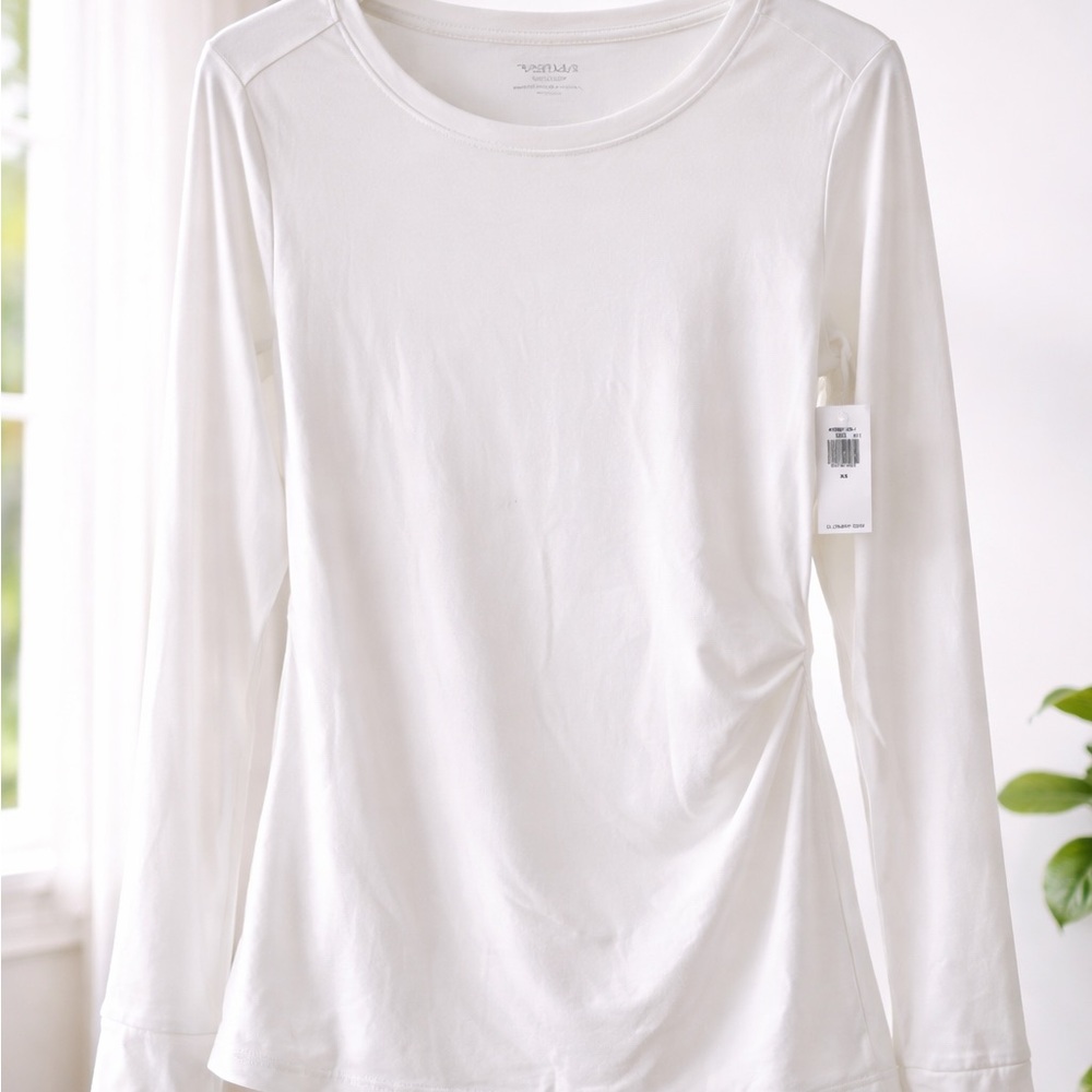 Old Navy Active Go-Dry Long Sleeve Top XS NWT White Lightweight Stretch Tee